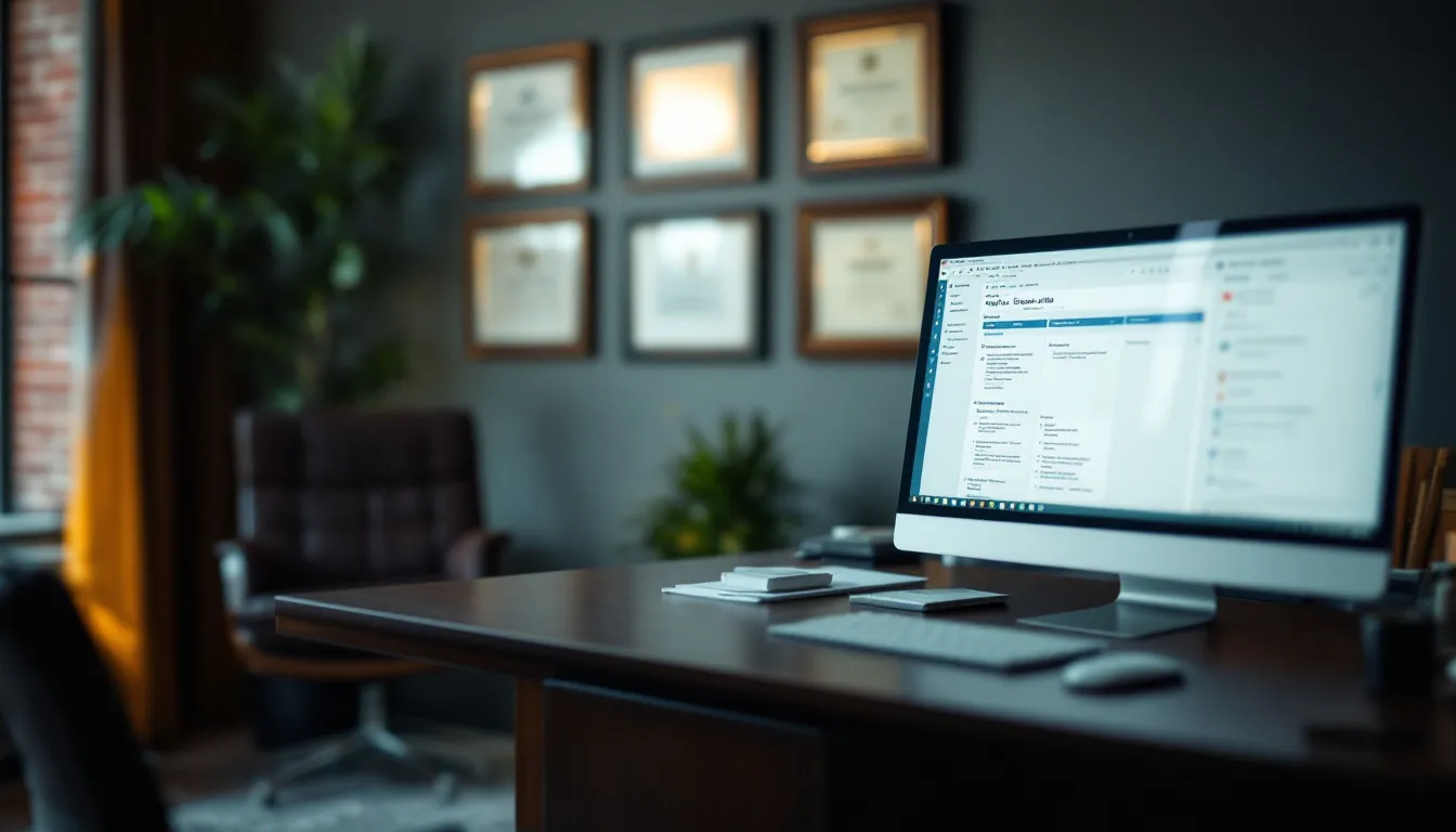 Sugar Land law firm office interior with dual monitors and document workflows
