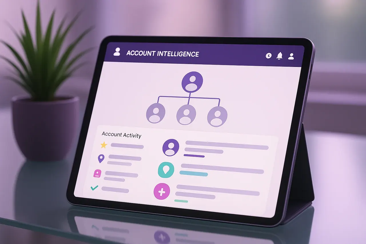 Austin Texas tech startup founder workspace showing AI sales enablement Slack bot and account research workflow for B2B SaaS outbound