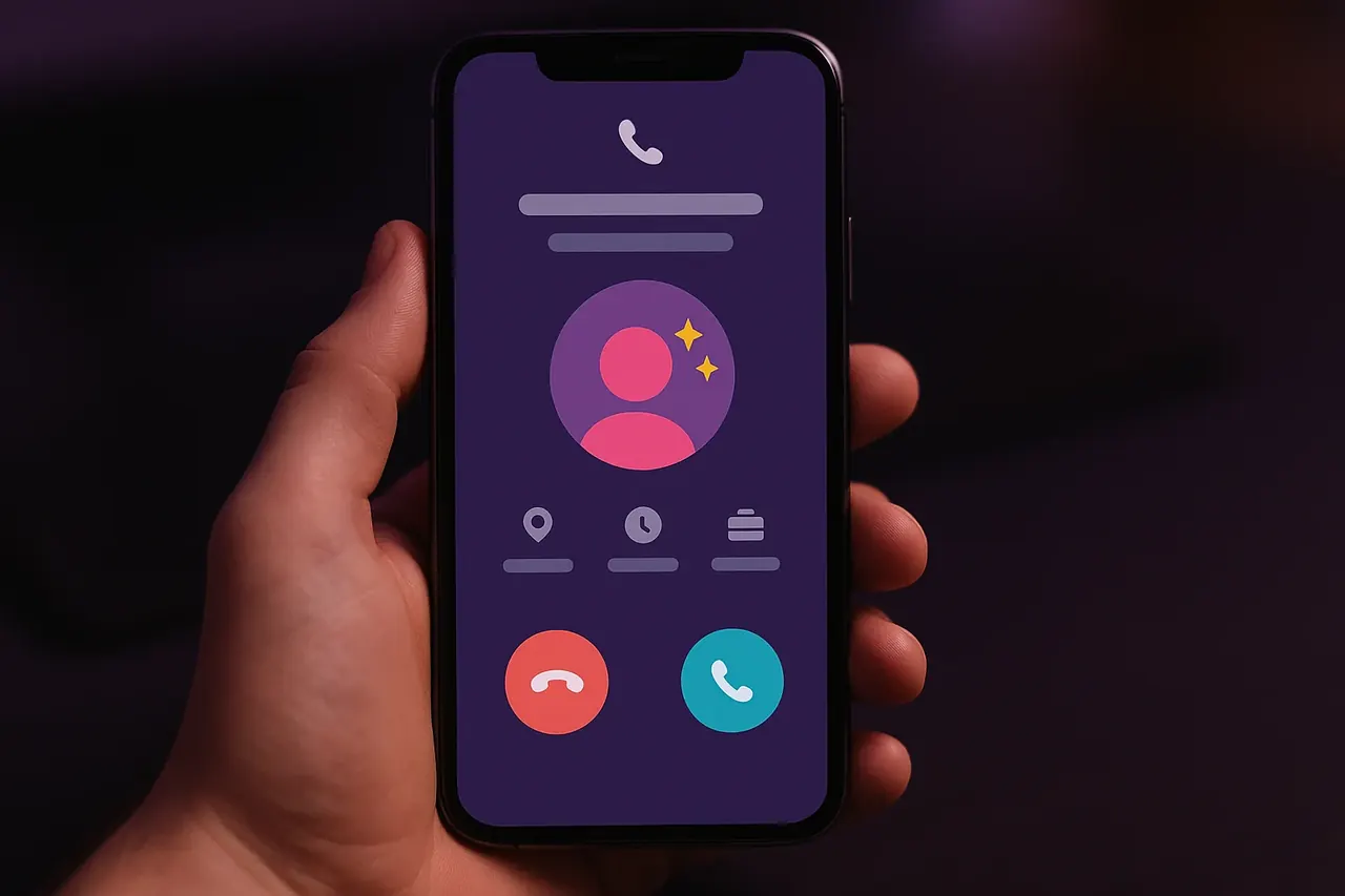 AI receptionist mobile screen showing incoming call routing with accept and decline actions for SMB after-hours coverage