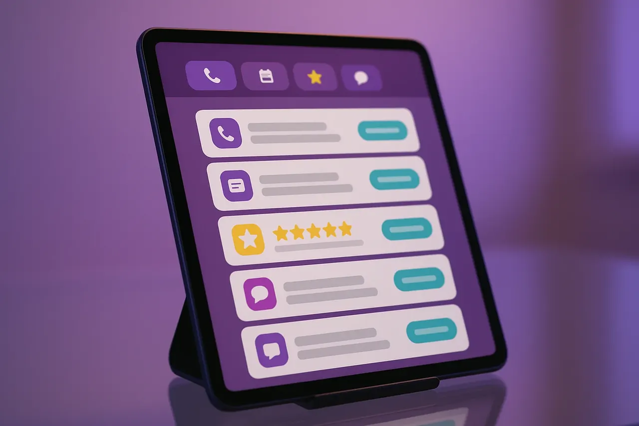 Mastodon AI playbooks filtered-by-bottleneck tablet view showing 5 filtered playbook cards for inbound calls leads scheduling and reviews