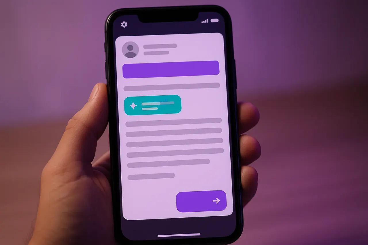 AI outbound personalization mobile mockup showing email draft composer with AI suggestion bubble for personalized SDR outreach