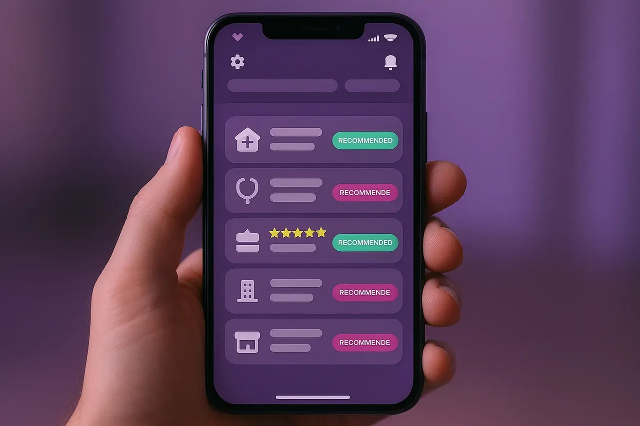 Mastodon versus The Automators industry-fit mobile mockup showing per-vertical recommendation cards for home services healthcare professional services and B2B