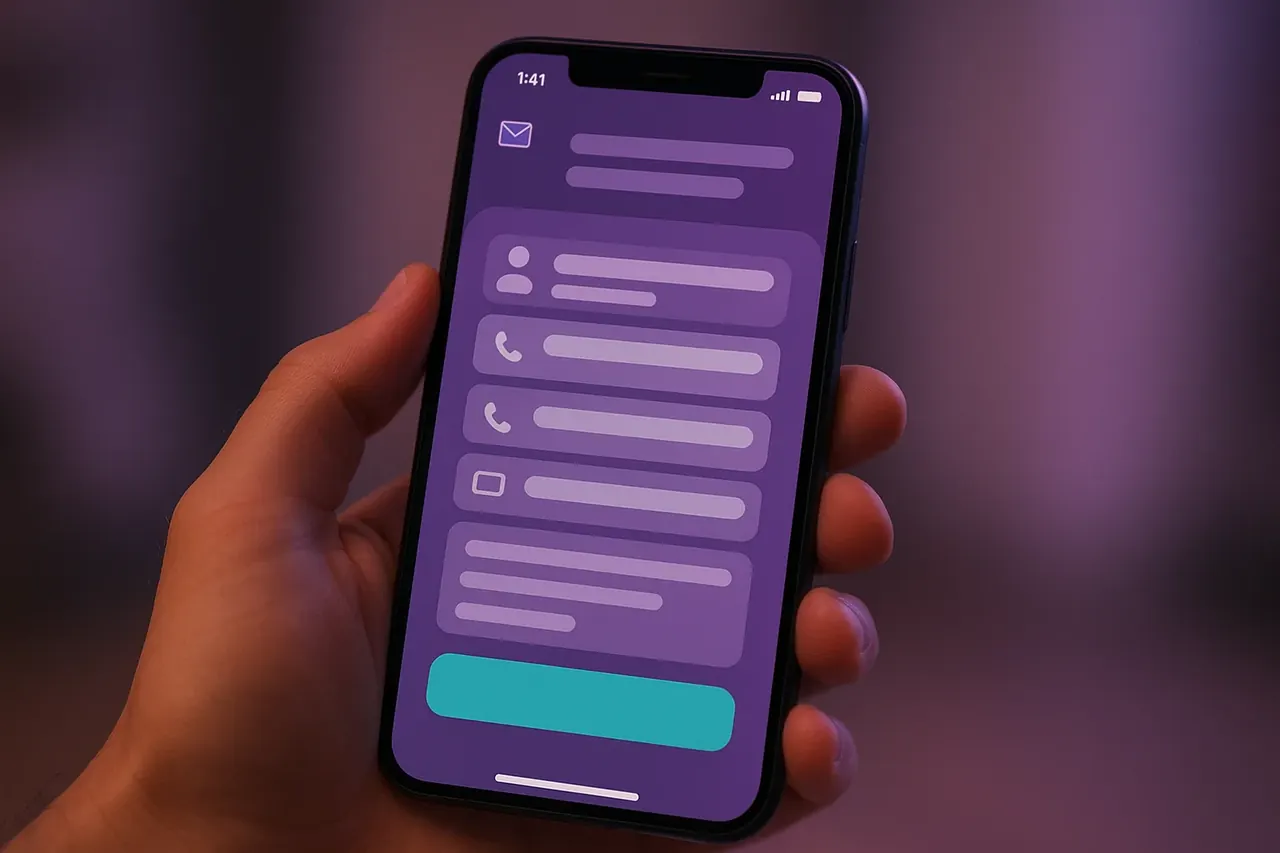 Mastodon Marketing contact form mobile mockup showing structured intake form with send-message action for Houston SMBs reaching out