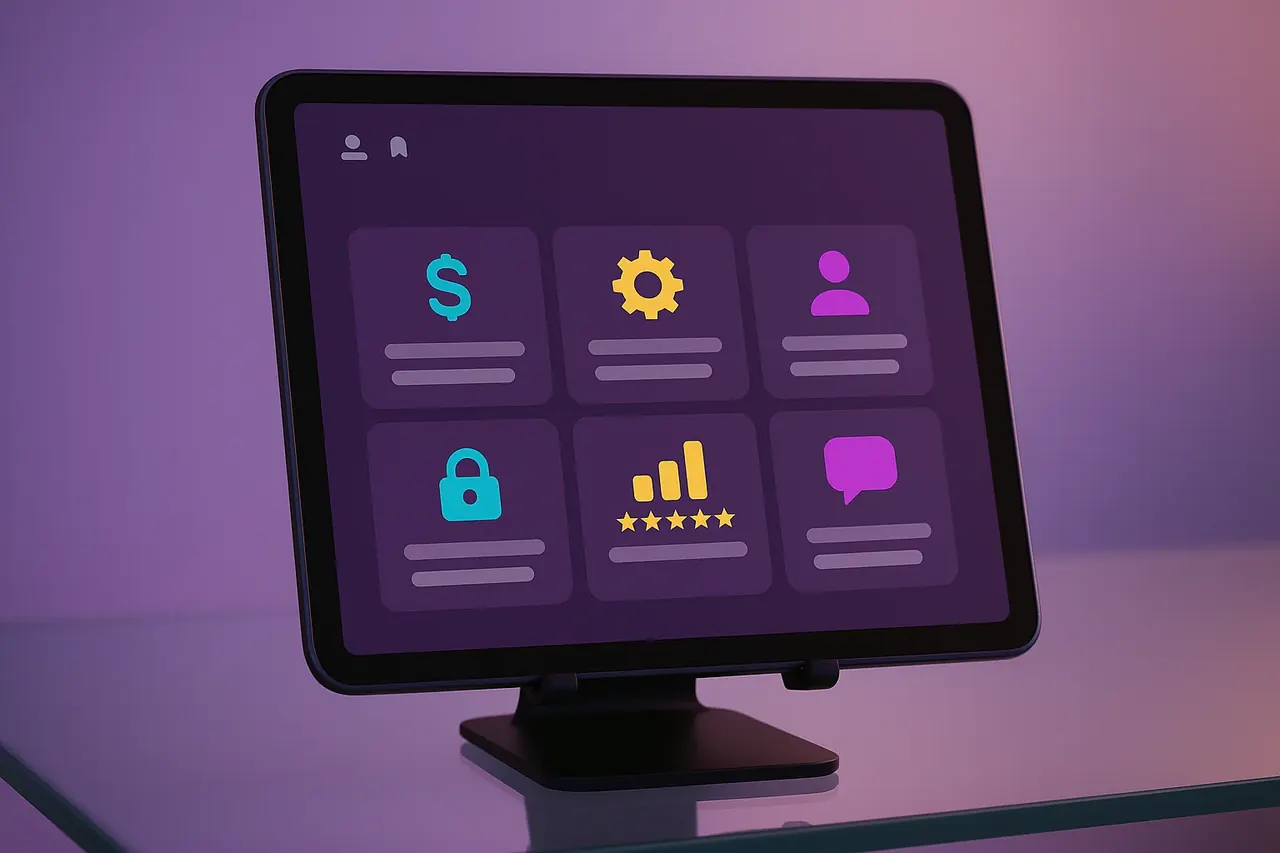 Mastodon Marketing FAQ category browser tablet view showing 6 question category tiles for pricing process security and scope