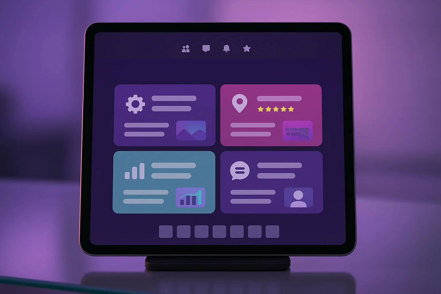 Mastodon Marketing services overview tablet view showing 4 service pillar cards and client logo strip for the Houston AI agency