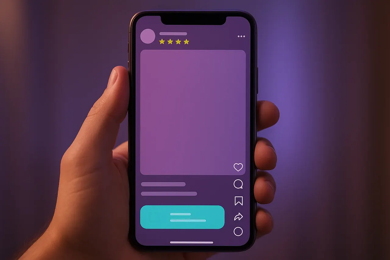 Meta Ads Instagram Reels-style ad mockup mobile screen showing vertical video ad with CTA button and engagement actions
