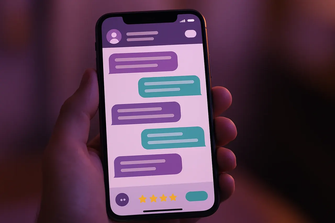 Leal Funeral Home bilingual Spanish English SMS conversation mobile mockup with language toggle for Hispanic Houston families