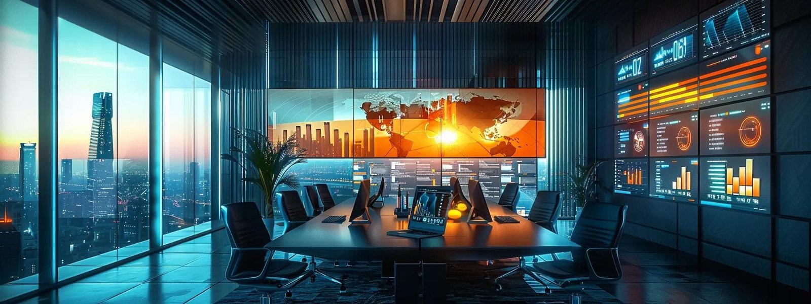 a sleek, modern office filled with digital screens displaying vibrant graphs and ai analytics dashboards, capturing the essence of innovative marketing strategies for 2025. a sleek, modern office filled with digital screens displaying vibrant graphs and ai analytics dashboards, capturing the essence of innovative marketing strategies for 2025.