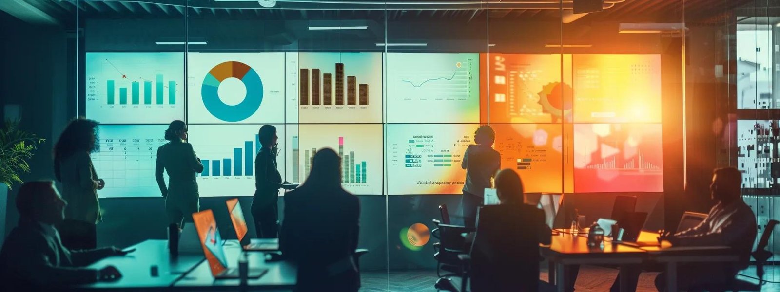 a sleek, modern office space showcases a diverse team engaged in a digital marketing strategy meeting, with vibrant charts and graphs displayed on large screens, highlighting the dynamic selection of strategic online channels. a sleek, modern office space showcases a diverse team engaged in a digital marketing strategy meeting, with vibrant charts and graphs displayed on large screens, highlighting the dynamic selection of strategic online channels.