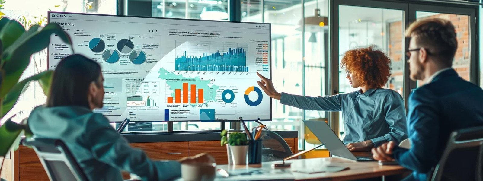 a sleek office setting showcases a modern digital marketing dashboard on a large screen, with vibrant graphs and statistics, emphasizing tailored integrated solutions for local businesses amid a collaborative team discussing strategies. a sleek office setting showcases a modern digital marketing dashboard on a large screen, with vibrant graphs and statistics, emphasizing tailored integrated solutions for local businesses amid a collaborative team discussing strategies.