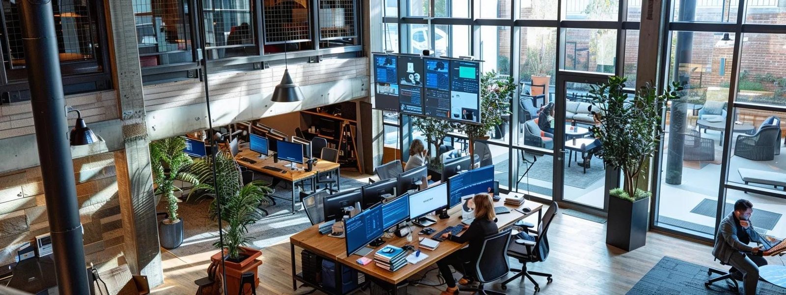 a vibrant, modern office space is bustling with activity, showcasing multiple computer screens displaying data analytics, social media dashboards, email marketing campaigns, and graphic design tools, symbolizing the essential digital marketing tools for beginners. a vibrant, modern office space is bustling with activity, showcasing multiple computer screens displaying data analytics, social media dashboards, email marketing campaigns, and graphic design tools, symbolizing the essential digital marketing tools for beginners.